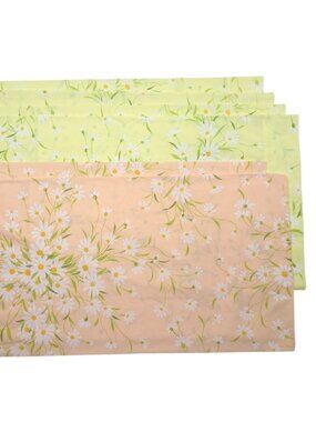 6 King Size Pillowcases Pequot Yellow Pink Daisies Floral Cottagecore 1970s Vtg